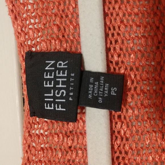 Eileen Fisher Coral Slub Knit V-Neck Linen Blend Sweater Size Petite Small - Picture 3 of 4